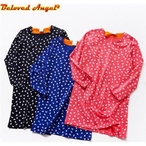 Kids Long Sleeve Drsses for Girls Party Dress Heart Printed Birthday Dresses Children Casual Wear 3-8 Years Baby Vestidos