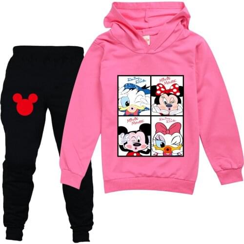 Disney Kids Sport Clothing Sets Tracksuit Autumn Mickey Mouse Children Tops Pants 2Pcs Kit Outfit Cartoon Tracksuit