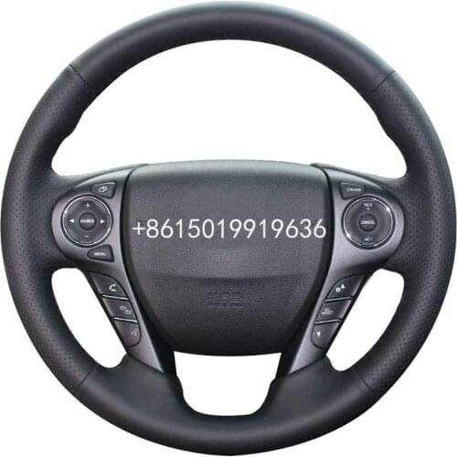 DIY Black Leather Steering Wheel Cover Custom for 9th Honda Accord 2013-17 Stitch on Wrap Needles Interior Accessories