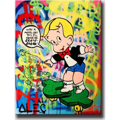 Home Decor Graffiti Canvas HD Prints Alec Monopoly Poster Richie Rich Painting Dollar Office Skateboard Wall Art Modular Picture