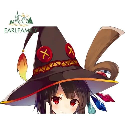 EARLFAMILY 13cm x 9.1cm for Konosuba Megumin Vinyl Car Stickers Windshield Bumper Personality Scratch-proof Trunk VAN Decal