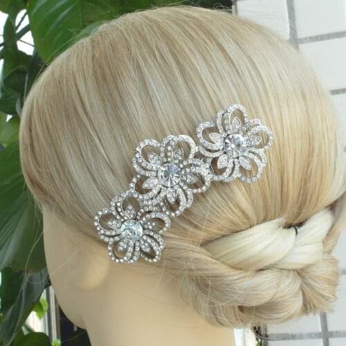 Rhinestone Wedding Hair Comb, Bridal Hair Accessories, Crystal Flower Bridal Hair Comb, Vintage Wedding Hair Jewelry - AA1465D1