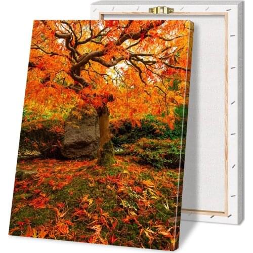 HD Home Decor Printing Autumn Ablaze Canvas Wall Art Oil Painting Living Room Decoration with Frame