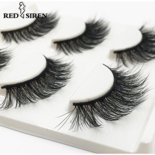 RED SIREN 3 Pairs Natural Eyelashes Soft Volume 3D Faux Mink Lashes Handmade Fake Eyelashes Makeup Mink Eyelashes Maquiagem