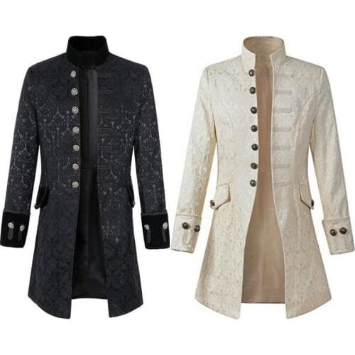 Middle Ages Prince Punk Steampunk Jacket Long Sleeve retro mens uniform Costumes Coat Steampunk Retro Halloween cosplay