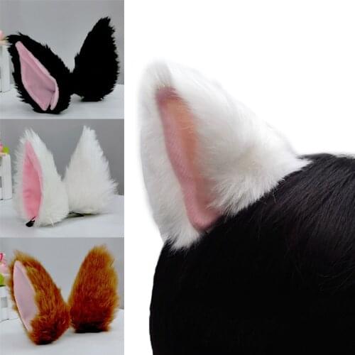 Fshion Hair Accessories Hairpins Cosplay Party Kitten Fox Long Fur Ears Costume Fashion Hair Clip
