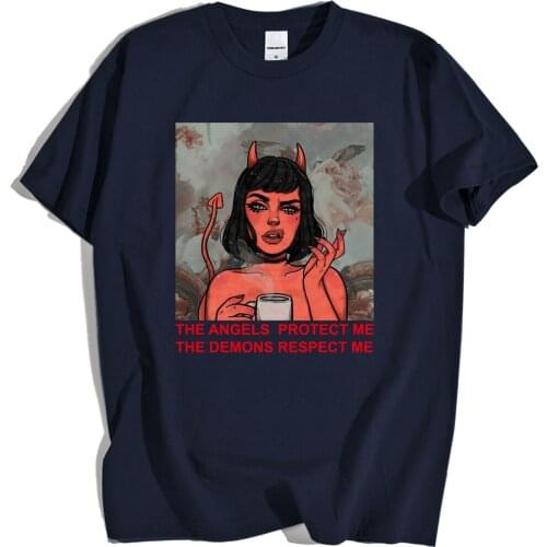 Angels Protect Me Demons Respect Me Men T-Shirt Harajuku Summer 2020 Tee Shirt Hip Hop Brand Sports Fashion Casual Mens T Shirt