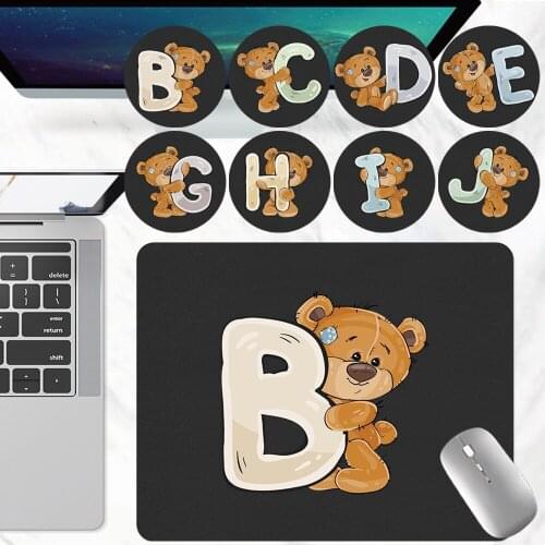 Mouse Pad Game Gamer Mouse Pad Cute Bear Letter Computer Mousepad Waterproof PU Leather Mouse Mat Office Home