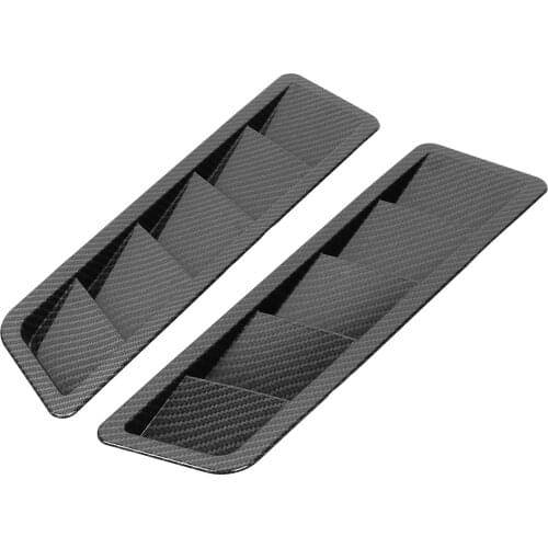 Uxcell 2pcs Car Hood Scoop Air Vent Blinds Bonnet Louvers Cover Decorative Universal Carbon Fiber Pattern