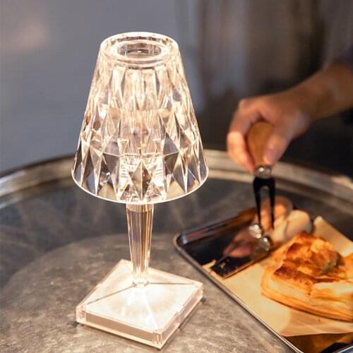 Modern crystal Table Lamp MIni Night Lights Rechargeable for Bedroom Kitchen touch switch Desk Lamp Art Decor Decoration 4500K