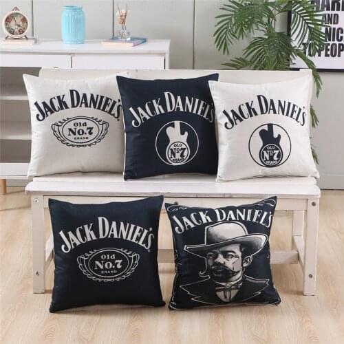 Hap-Deer Cotton Linen Print Pillowcase Men Cool Trend Pattern Home Decoration Sofa Cushion Cover Black White Coussin No Filling