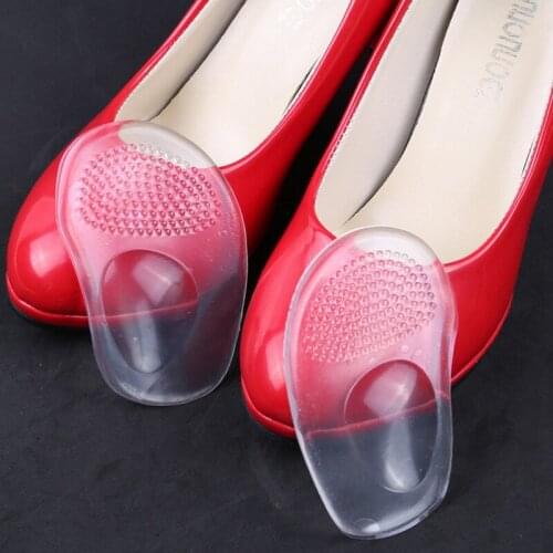 High heel slip resistant shoes mat foot pain breathable silicone gel forefoot pad crystal transparent insole 2 pieces=1pair
