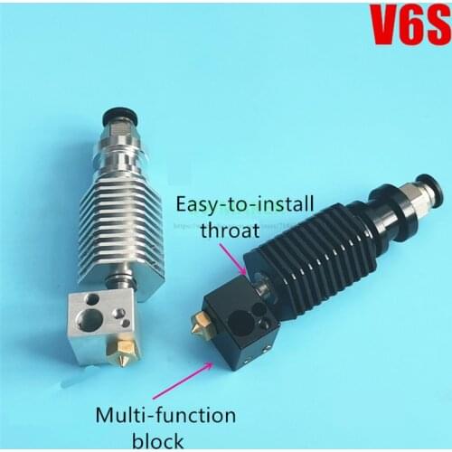 New E3D V5S V6S Straight-through hotend, printing head with Hexagonal heat sink / PT100 block for V6 V5 head 3D printer parts