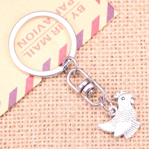 New Fashion Keychain 19x14mm cock chicken Pendants DIY Men Jewelry Car Key Chain Ring Holder Souvenir For Gift