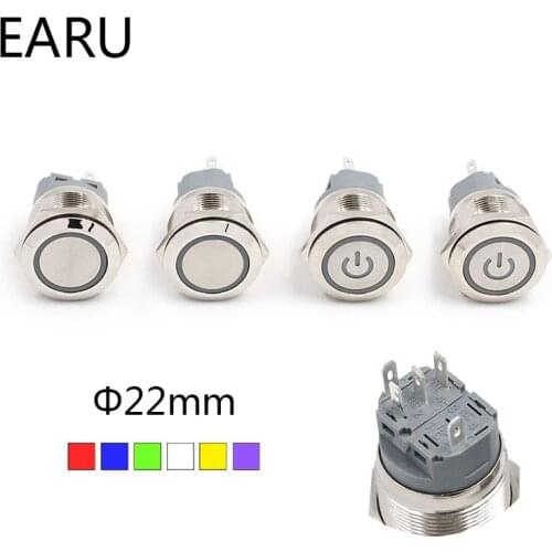 New type 22mm Waterproof Momentary latching Stainless Steel Metal Doorbell Bell Horn Push Button Switch LED Car Auto Engine PC