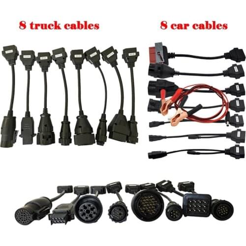 RIOOAK For Wow Snooper Full Set 8 Truck Cables 8 Car Cables OBD2 Diagnostic Tool OBDII OBD 2 Connect Cable interface Scanner