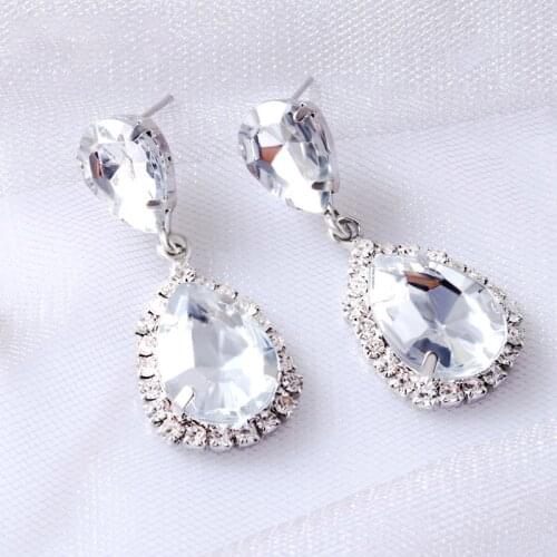 POXAM Luxury Statement Crystal Drop Earrings for Women 2019 femme Fashion Korea Gold Silver Color Geometric Rhinestone Jewelry