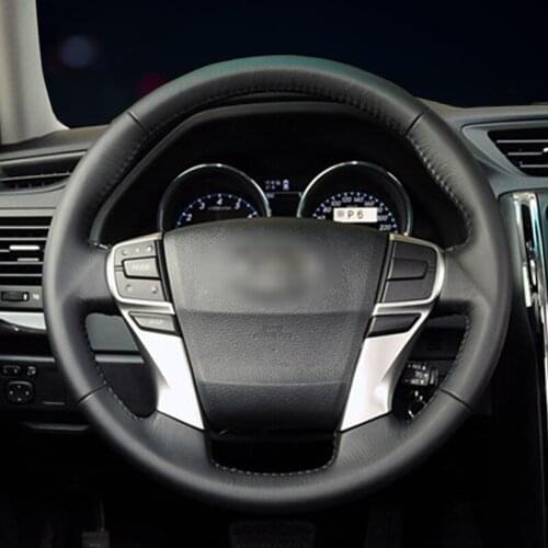 Durable black artificial leather hand-sewn car steering wheel cover for Toyota Mark X 2009-2019 Reiz 2009-2019