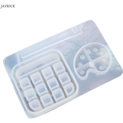 Handmade Palette Pigment Brush Resin Mold Paint Tray Box Epoxy Resin Casting Mold Jewelry Making Tools