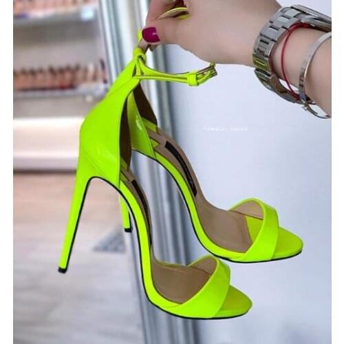 Moraima Snc Green Patent leather High Heel Sandal Summer Open Toe Ankle Strap Gladiator Shoes Sexy Party Dress Shoe