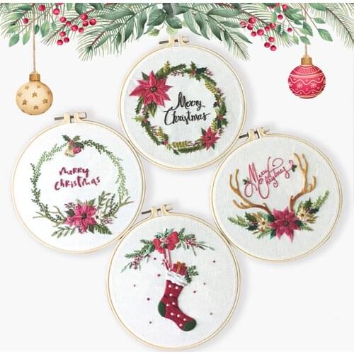 Diy Embroidery Flower Handwork Needlework Set For Beginner Cross Stitch Kit Ribbon Painting Embroidery Hoop Home Decoration