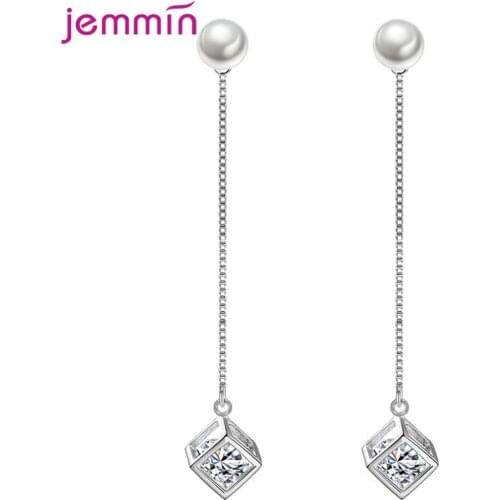 Engagement Pearl Piercing 925 Sterling Silver Drop Earrings For Women Dangle Earrings Wedding Party Gift Jewelry