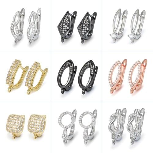2020 New DIY Earrings Clasps Hooks for Woman Handmade Jewelry Making Accessories Gold Color Brass Zircon Earrings Hook