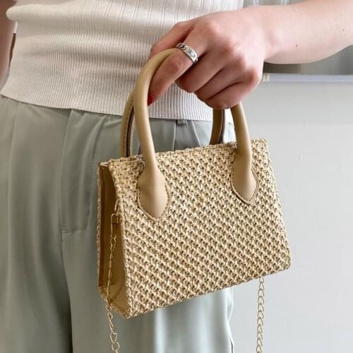 Straw Rattan Crossbody Bag for Woman Luxury Designers 2021 Summer Mini Handbag Bolso De Paja Verano Woven Purse Chain Shoulder