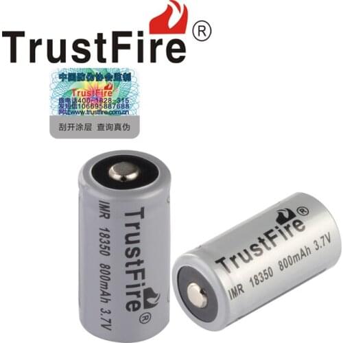 TrustFire IMR 18350 800mAh 3.7V Rechargeable Lithium Battery Li-ion Batteries For E-cigarettes Flashlights
