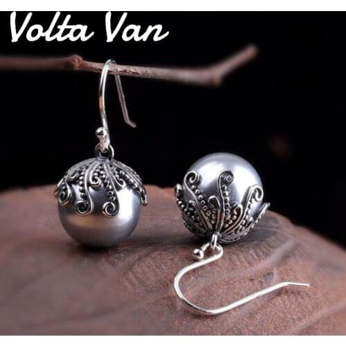Volta Van Drop Earrings 925 Sterling Silver 2021 New Pendientes Plata Elegant Shell Beads Geometric Fine Jewelry Trendy Earrings