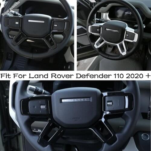 Interior Mouldings Steering Wheel Decoration Frame Trim Cover Black / Carbon Fiber / Matte For Land Rover Defender 110 2020 2021