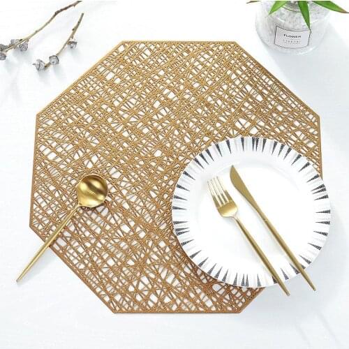 Octagonal Hollow Placemats Simple PVC Table Mats Anti-slip Heat-insulated Pad Cup Bowl Coaster Dinner Table Mat Home Decor 1 PC