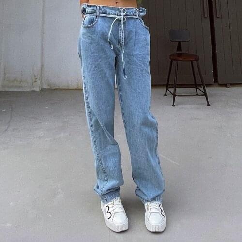 Free Shipping European And American Fashion Jeans Women 2021 New Denim Pants Mid Waist Full Length Straight High Street