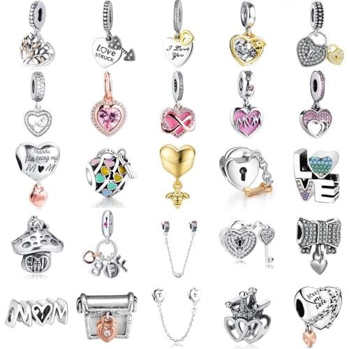 Women jewelry Heart 925 Sterling Silver Bead Charms Silver 925 Original For Bracelet Silver 925 original Bead For Jewelry Making