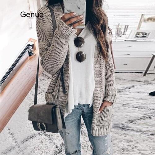 New Solid Cardigan Long Sleeve Knitted Sweater Women Open Stitch Casual Sweaters Women Autumn Invierno 2020 Loose Cardigan Mujer