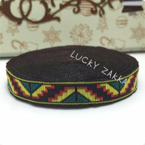 1/2"(12mmx15y/sets) 100% polyester Woven Jacquard ribbon red green yellow Geometric series lace bracelet accessories ribbon
