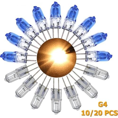 10/20Pcs 12V 20W Mini G4 Halogen Light Bulb Super Bright Warm White Tungsten JC Type For Crystal Chandelier Capsule Lamp Energy