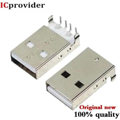 100pcs USB 2.0 Male A Type USB PCB Connector Plug Right Angle 90 degree DIP Male USB Connectors
