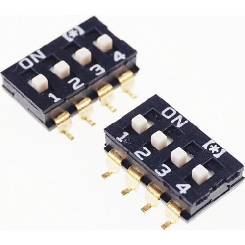1000pcs/Tape&Reel Dip Switches SPST 4 Position 2.54mm 0.100" pitch SMD Slide (Standard) Actuator raised Gull Wing Straight