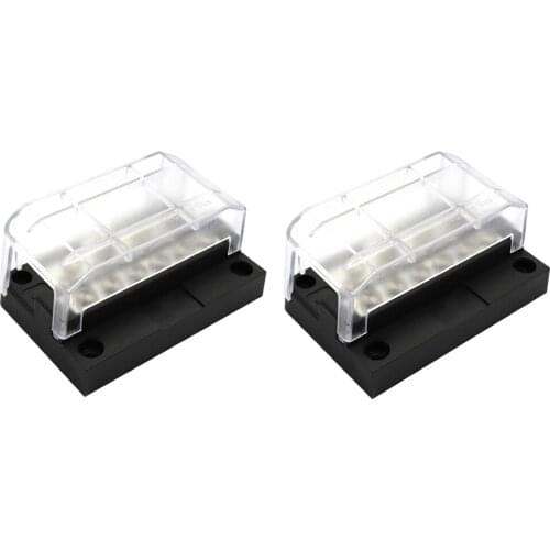 2 Pack 100A DC32V Bus Bar Boat Electrical Terminal Junction Box 12Point