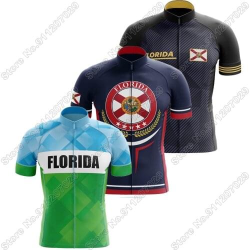 Florida 2021 Cycling Jersey Short Sleeve USA Summer Cycling Clothing Men Road Bike Shirts Bicycle Tops MTB Wear Uniform Maillot