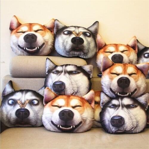 33*38*20cm short plush + pp cotton Car Seat Sofa Bed 3D Dog Pet Head Neck Rest Cushion Funny Pillow Pad Headrest