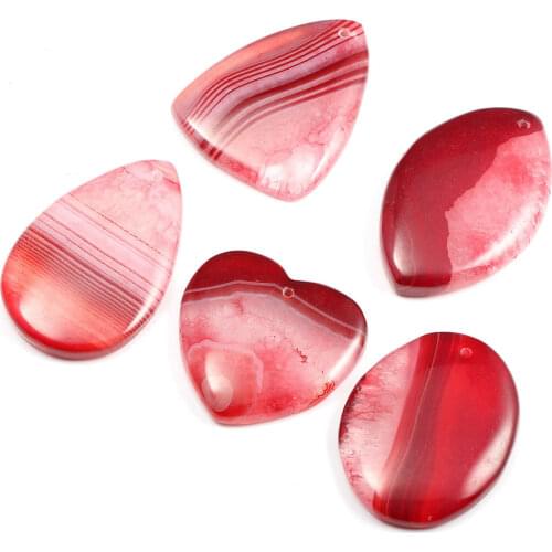 5pcs / Lot Red Striped Agates Pendant Reiki Healing Natural Stone Meditation Amulet DIY Jewelry Natural Stone Charms