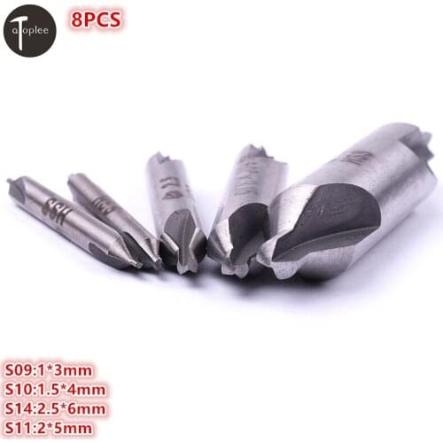 8pcs HSS 1*3mm/1.5*4mm/2.5*6mm/2*5mm Metric Combined Center Drills Countersinks 2 Edges 60 Degree Angle Bits Tool Hand Tool