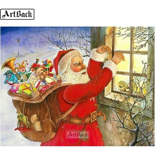 Diamond painting santa gift pattern 5d full square & round diamond mosaic 3d diamond embroidery craft merry christmas