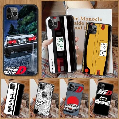 Initial D AE86 car Phone Case For iphone 5 5S SE 2 6 6S 7 8 11 12 Mini Plus X XS XR Pro Max black silicone prime soft