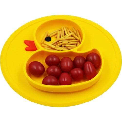 Baby Plate Duck Dishes Suction Table Feeding Antislip Silicone Tray Kids Mat pratos Mini Fruits Mat Children platos Meal
