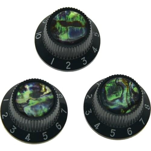 Dopro Pack of 3 Plastic Push on Fit Abalone Cap ST/Strat Knobs Guitar/Bass Knob for Metic 5.8mm Split Pots White/Black
