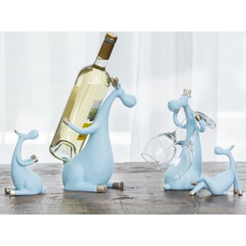 Europe Resin Deer Family Wine Rack Bottle Holder Creative Figurines Miniatures Furnishing Articles Home Decoration Accessories