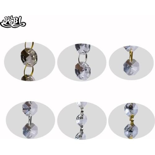 Hbl Garland Hanging 14mm Clear Crystal Octagon Bead with Metal Connectors Curtain Diamond Party Home Wedding Chandelier Decor